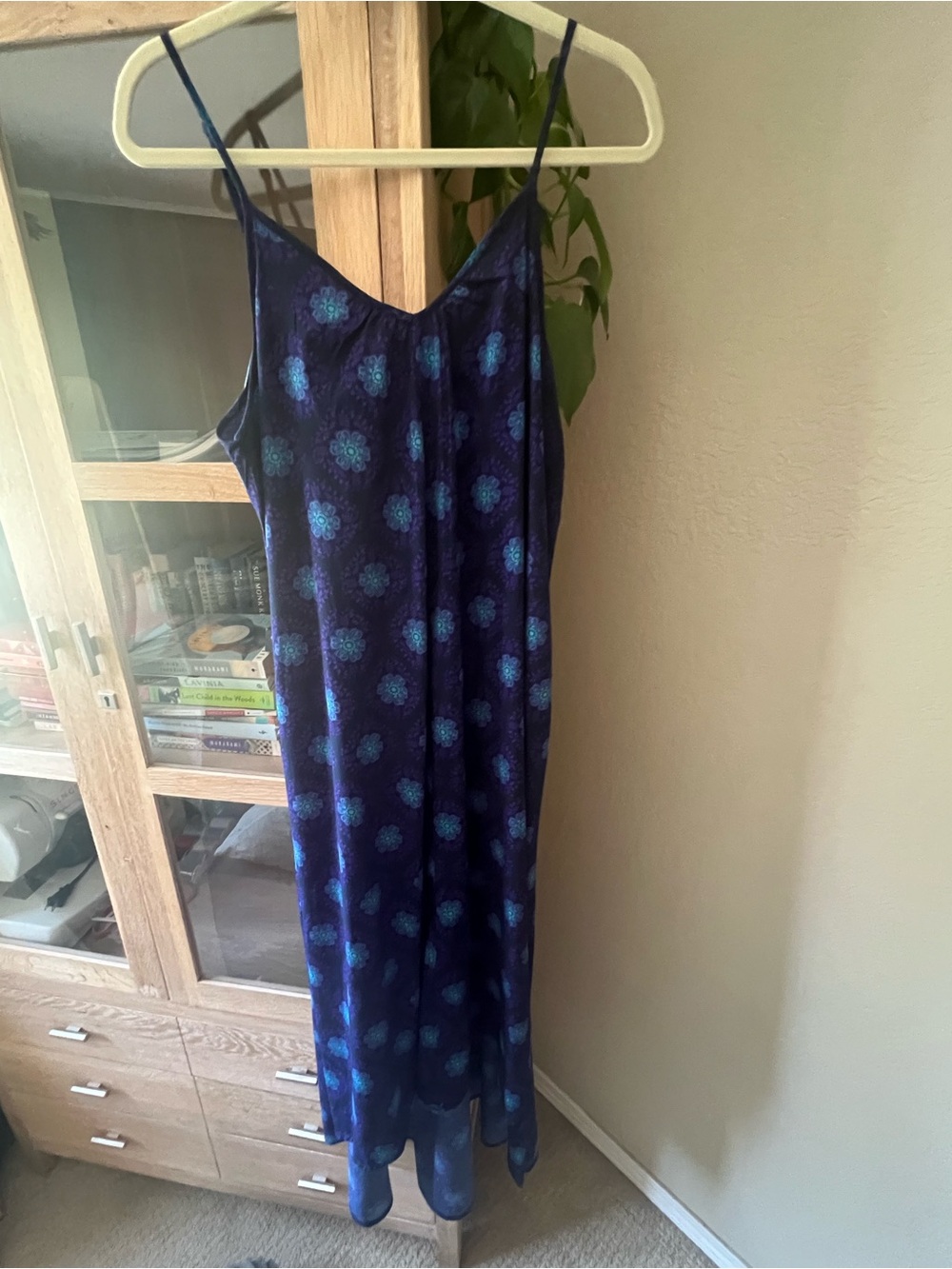 Blue & Purple Floral Natural Life High Low Lightweight Dress